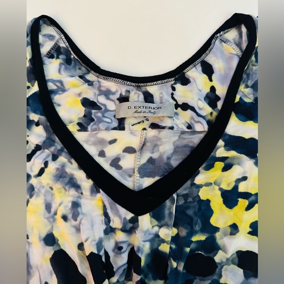 D. EXTERIOR Dress Made In Italy V-Neck Cinch Ruched Stretchy Mini Abstract EUC - Picture 7 of 12